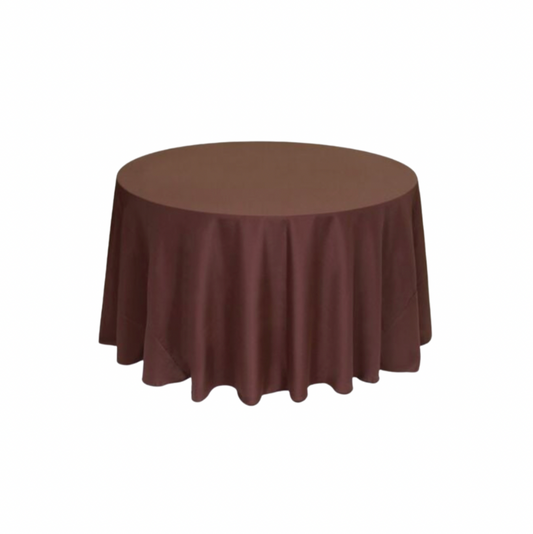 Chocolate Polyester 120" Round Tablecloth Linen