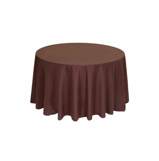 Chocolate Polyester 108" Round Tablecloth Linen