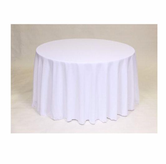 White Polyester 90" x 156" Rectangle Tablecloth Linen