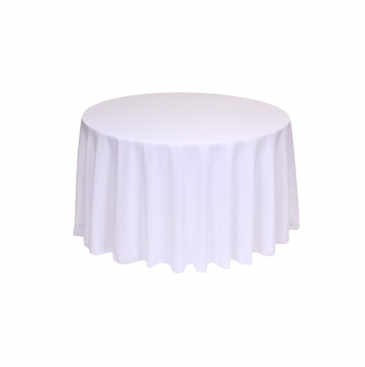 White Polyester 90" x 132" Rectangle Tablecloth Linen