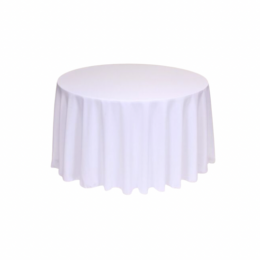 White Polyester 120" Round Tablecloth Linen