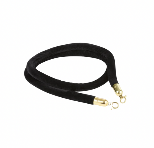 Stanchion Rope - Black 8' [Gold Trim]