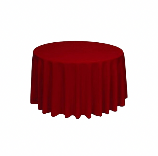 Red Polyester 90" x 132" Rectangle Tablecloth Linen