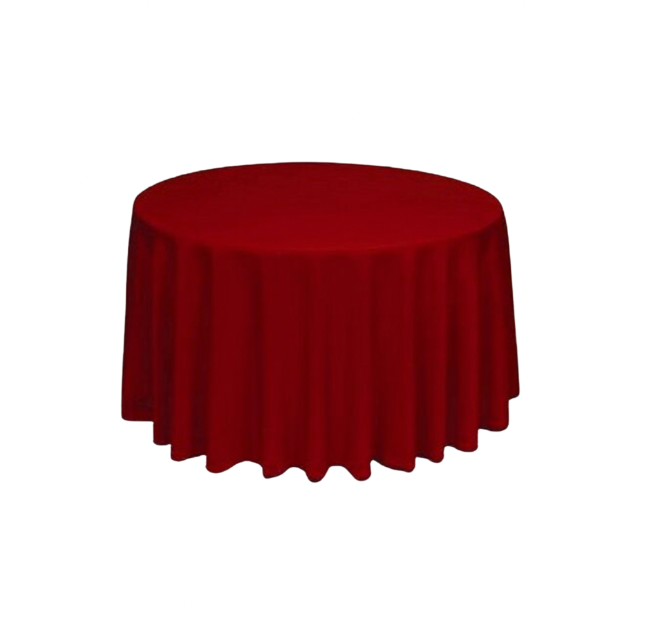 Red Polyester 132" Round Tablecloth Linen