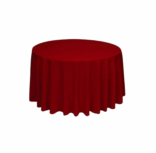 Red Polyester 132" Round Tablecloth Linen