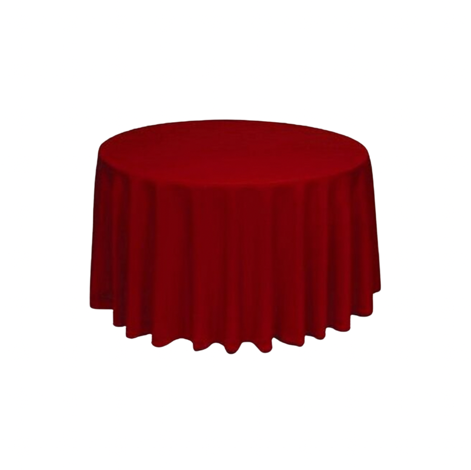 Red Polyester 120" Round Tablecloth Linen