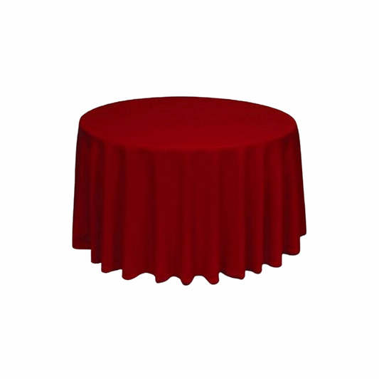 Red Polyester 120" Round Tablecloth Linen