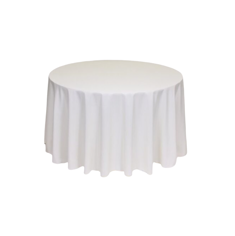 Ivory Polyester 96" Round Tablecloth Linen