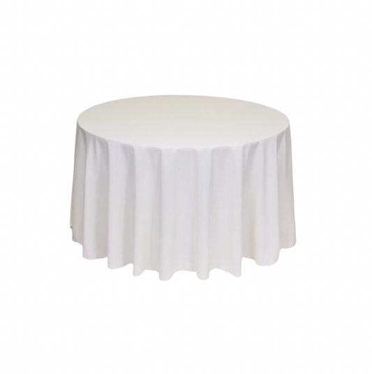 Ivory Polyester 96" Round Tablecloth Linen