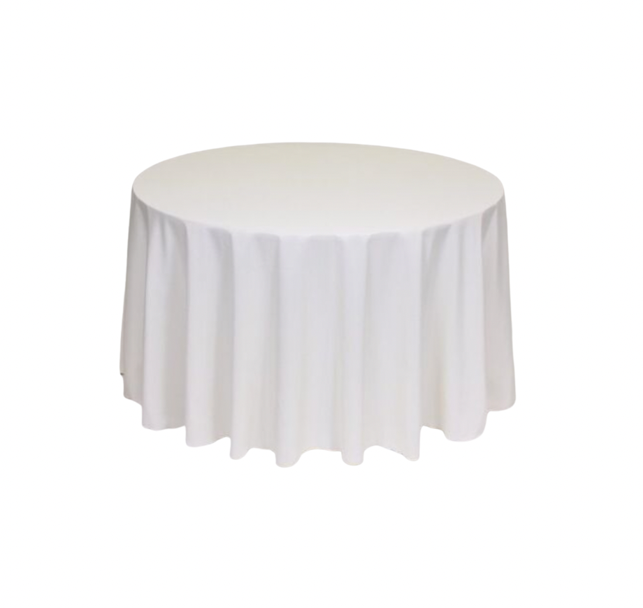 Ivory Polyester 90" x 156" Rectangle Tablecloth Linen