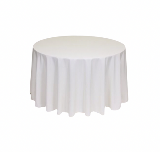 Ivory Polyester 90" x 156" Rectangle Tablecloth Linen