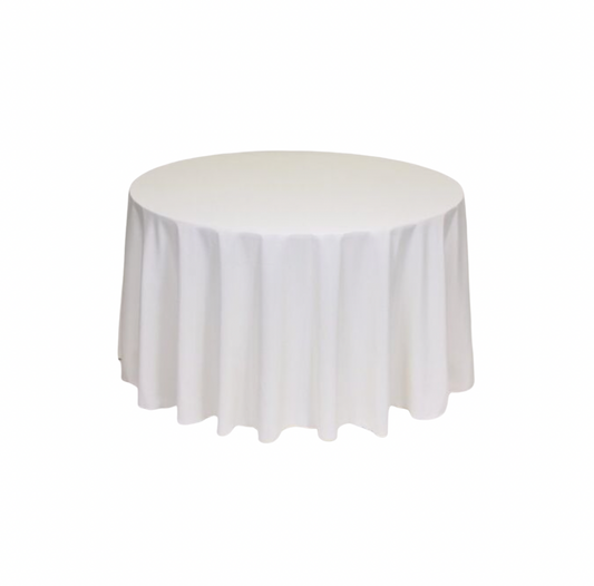 Ivory Polyester 90" x 132" Rectangle Tablecloth Linen