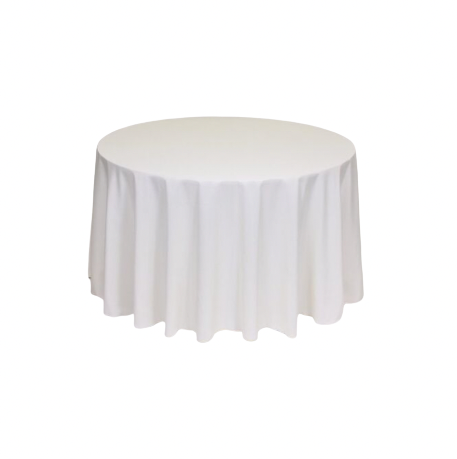 Ivory Polyester 132" Round Tablecloth Linen