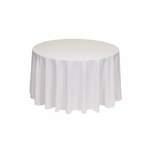 Ivory Polyester 132" Round Tablecloth Linen
