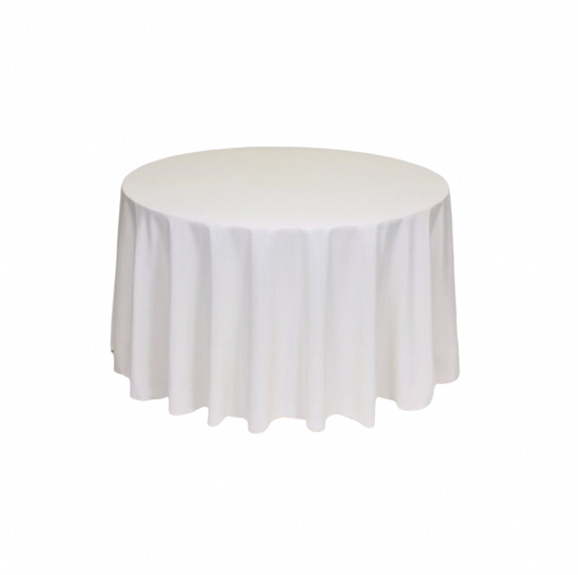Ivory Polyester 120" Round Tablecloth Linen