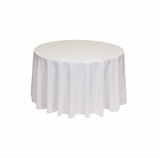 Ivory Polyester 108" Round Tablecloth Linen