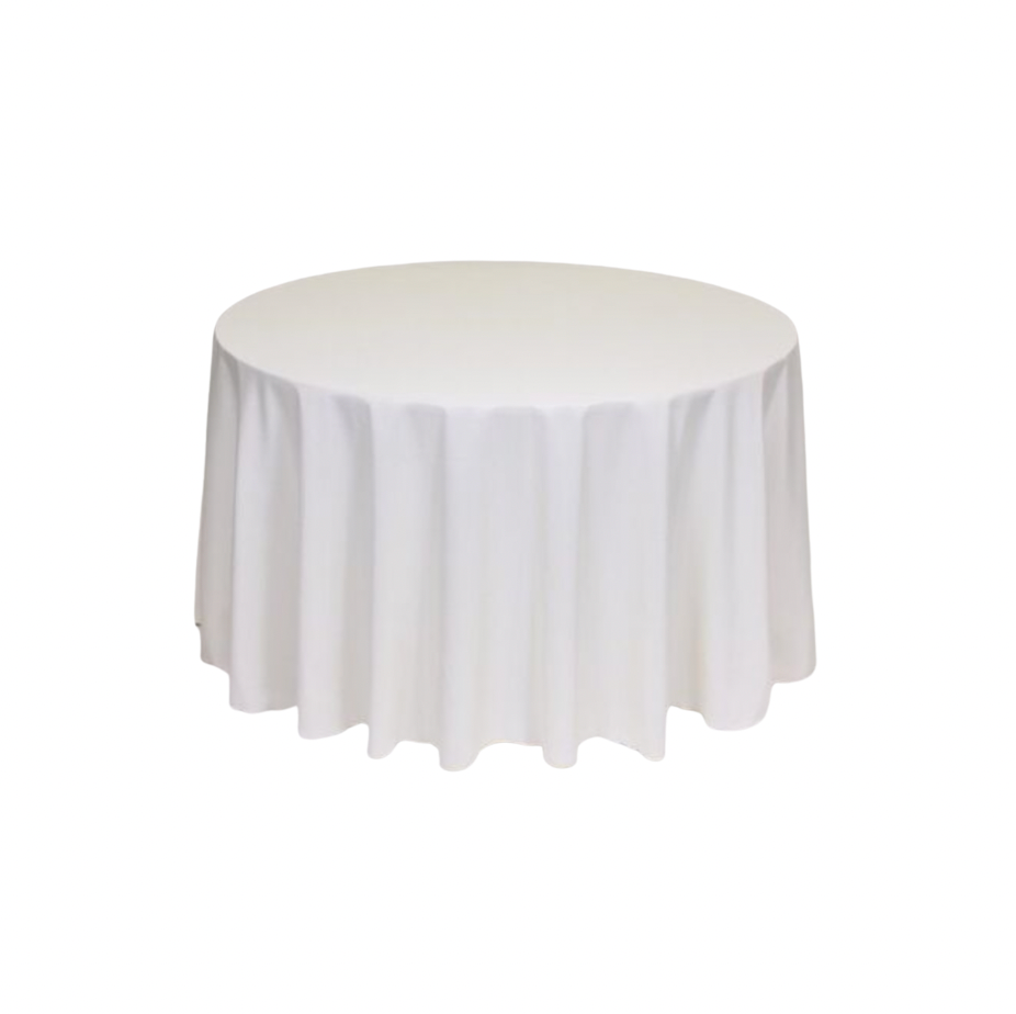 Ivory Polyester 90" Round Tablecloth Linen