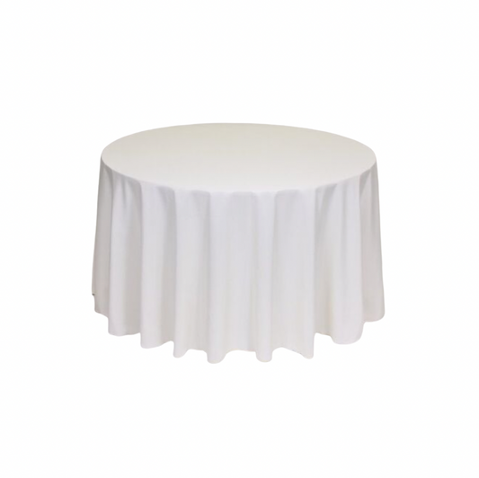 Ivory Polyester 90" Round Tablecloth Linen