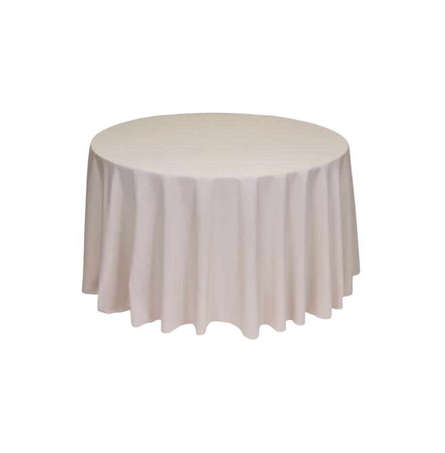 Tan Polyester 96" Round Tablecloth Linen