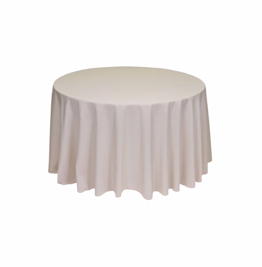 Tan Polyester 96" Round Tablecloth Linen