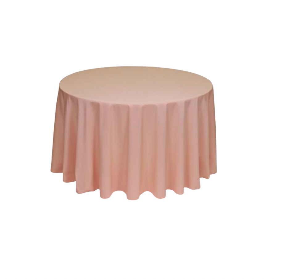 Peach Polyester 96" Round Tablecloth Linen