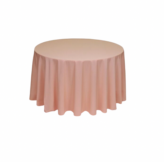 Peach Polyester 96" Round Tablecloth Linen