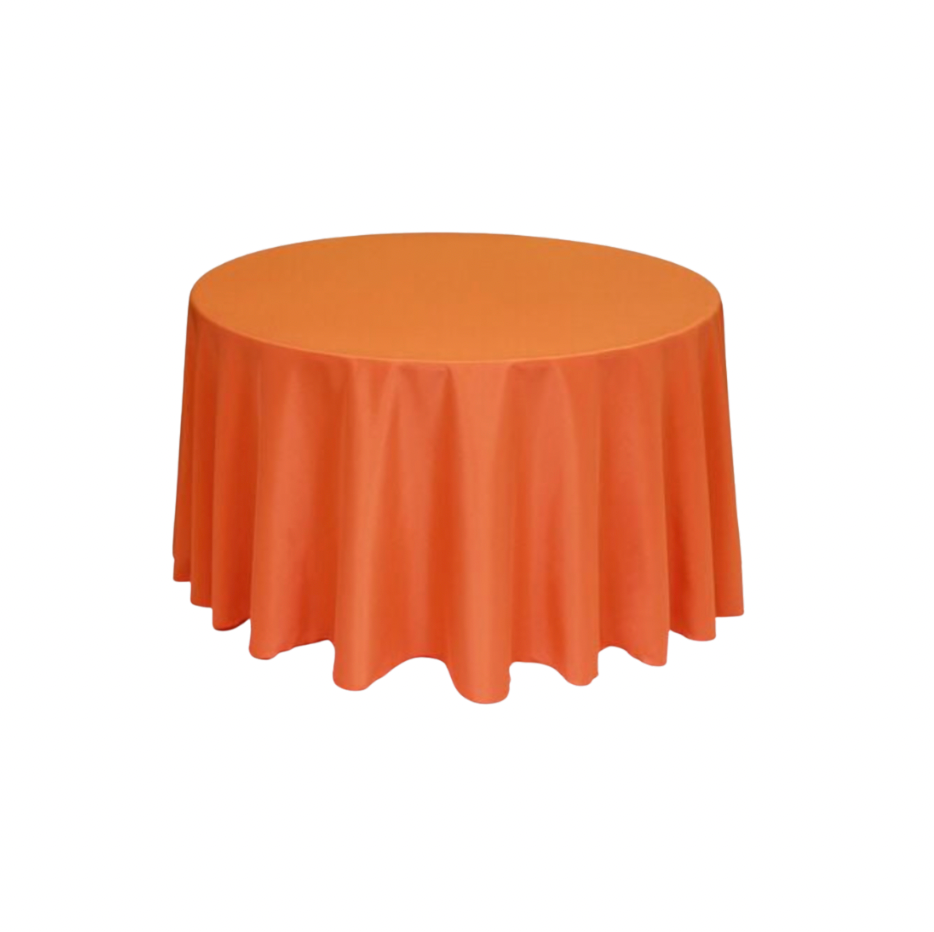 Orange Polyester 96" Round Tablecloth Linen