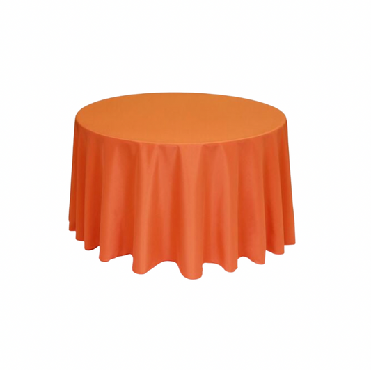 Orange Polyester 96" Round Tablecloth Linen