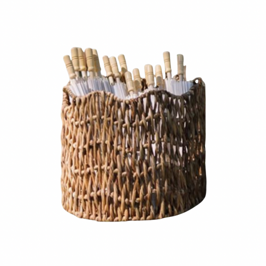Woven Basket & Parasols [10 PACK] - 32" Round