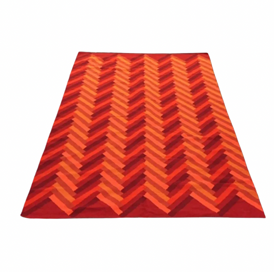 Lebowski Area Rugs - Red/Orange Chevron