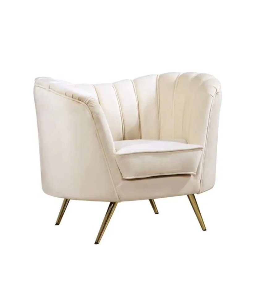 Ivory Velvet Accent Chair