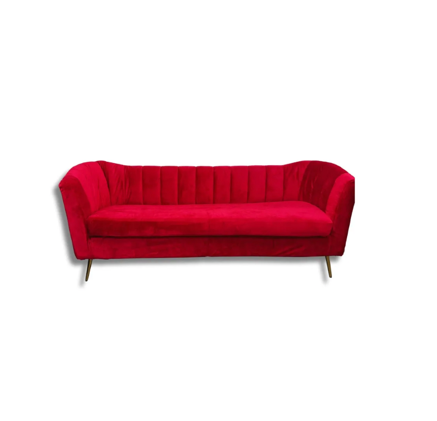 Deep Red Velvet Sofa
