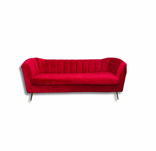 Deep Red Velvet Sofa