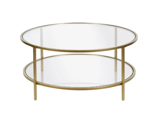 Round Gold + Glass Coffee Table