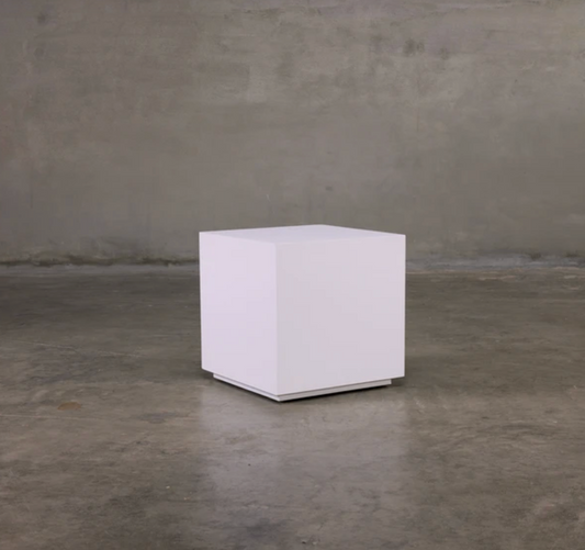 White Block End Table