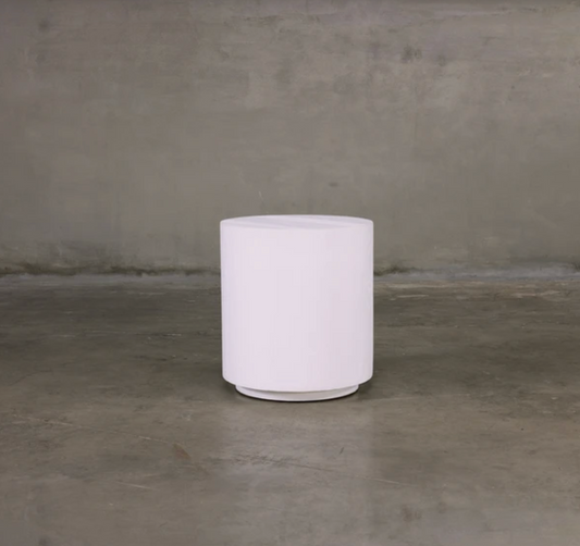 White Round End Table
