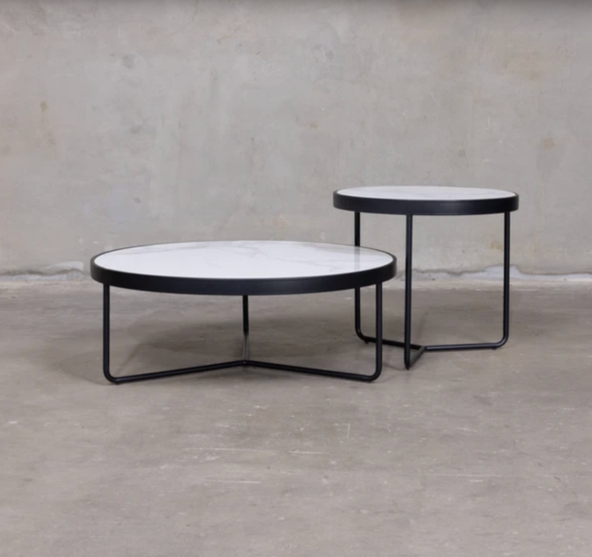 Black Metal Coffee Table - White Top