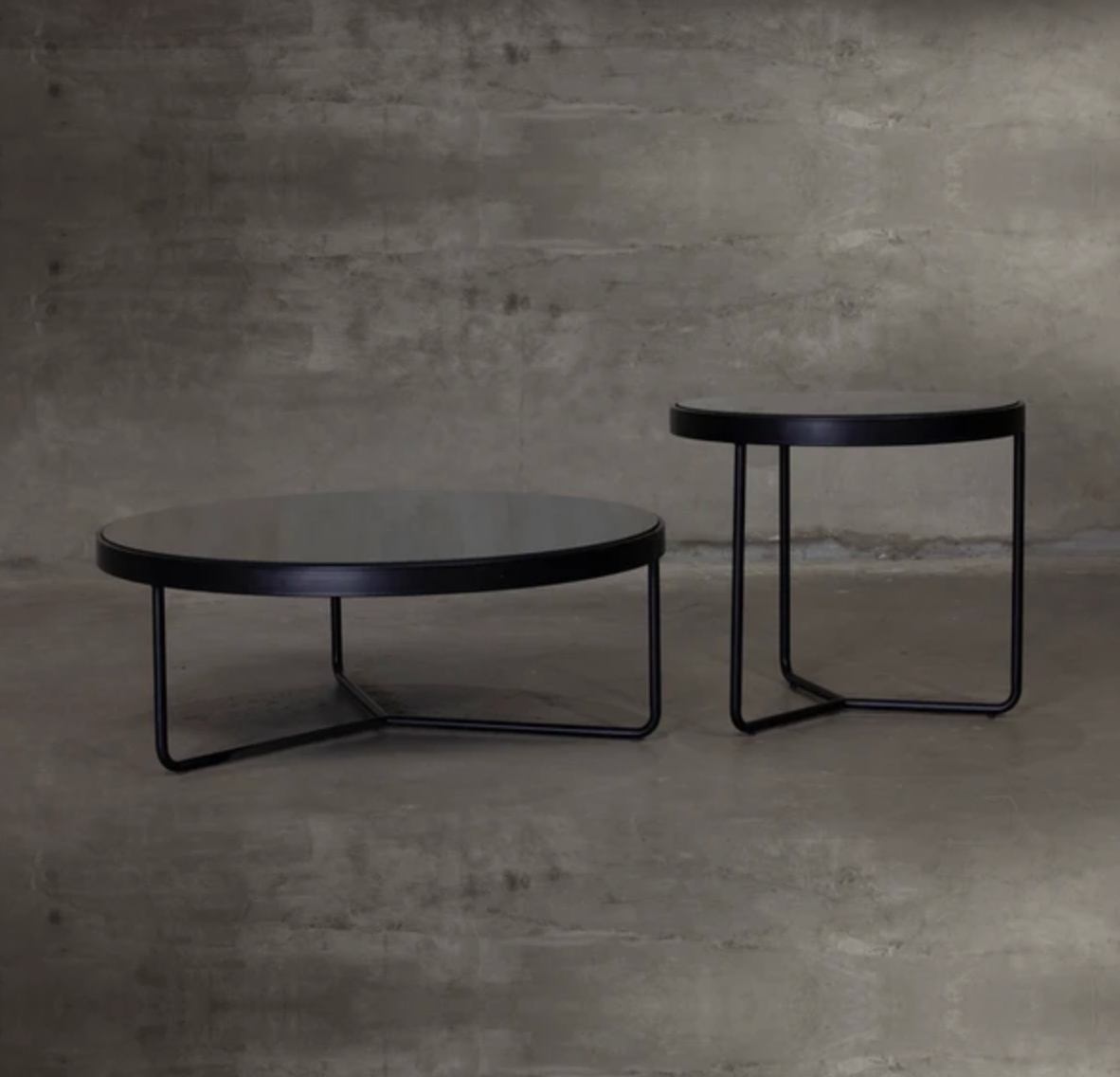 Black Metal End Table - Black Top