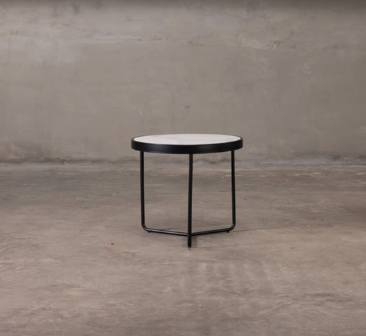 Black Metal End Table - White Top