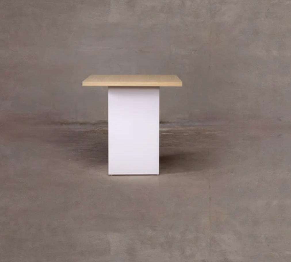 Square Pedestal Dining Table (Light Wood)