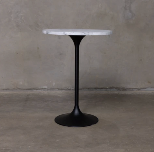 Tulip Pub Table - White Marble & Black