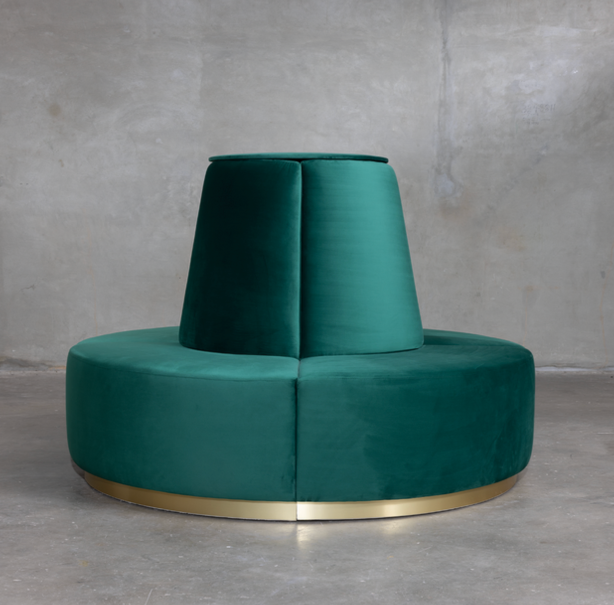 Velvet Round Banquette - Green