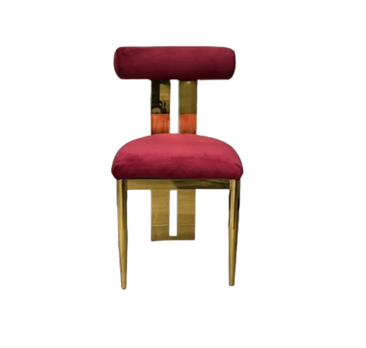 Cali Dining Chair - Gold/Maroon