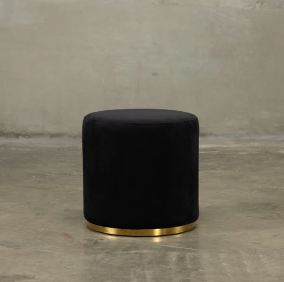 Small Round Ottoman - Black