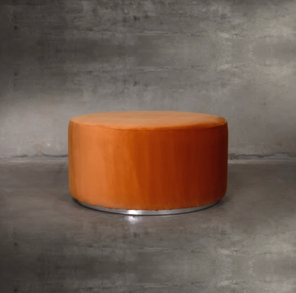 Large Round Ottoman - Orange