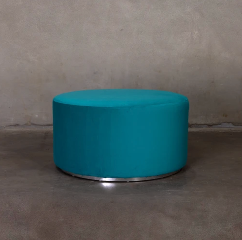 Large Round Ottoman - Blue