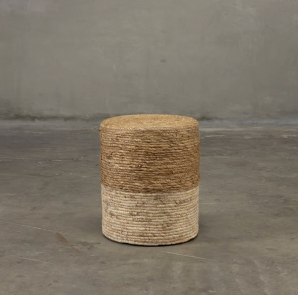 Bicolor Jute Pouf