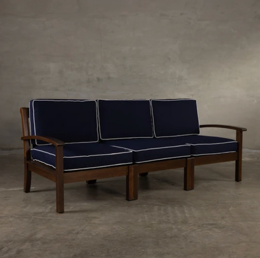 Walnut 3-Seater Sofa - Navy