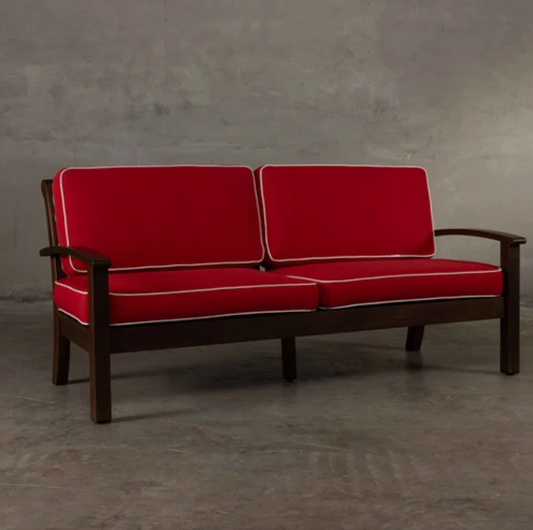 Walnut Loveseat - Red