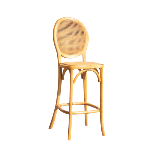 Roussillon Natural Oak Bar Stool With Rattan Seat